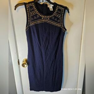Carmen Marc Valvo Women's Size XS Navy Blue sheath midi dress